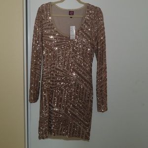 2B Bebe Sequin Long Sleeve Dress
